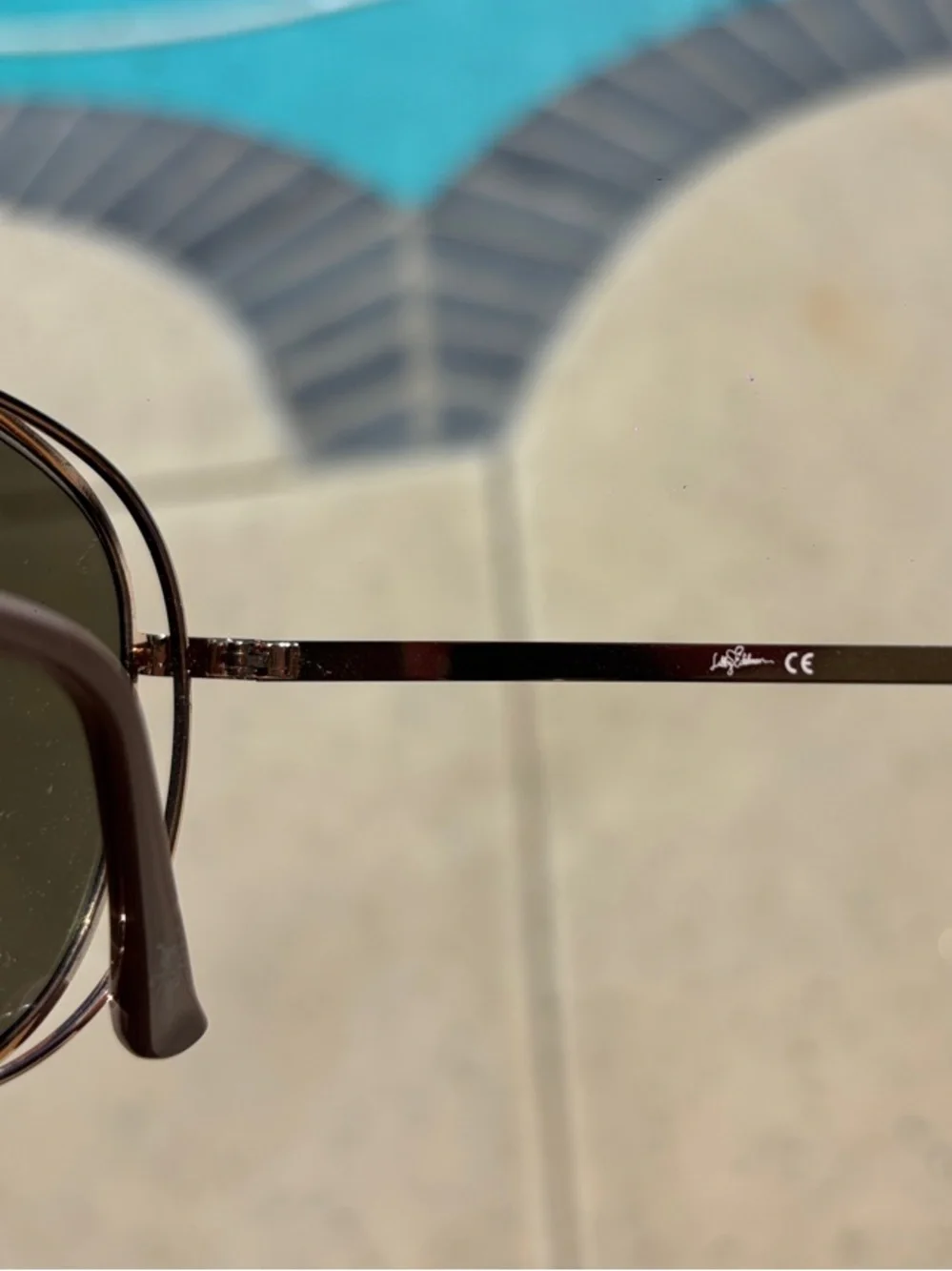 libby. edelman Gold Aviator Sunglasses with Brown Lenses